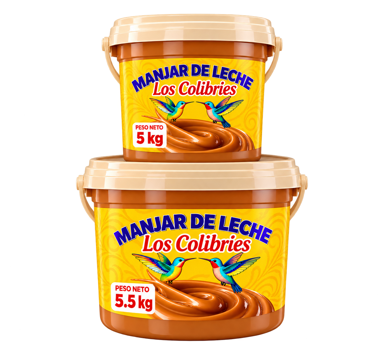baldes apilados de manjar de leche